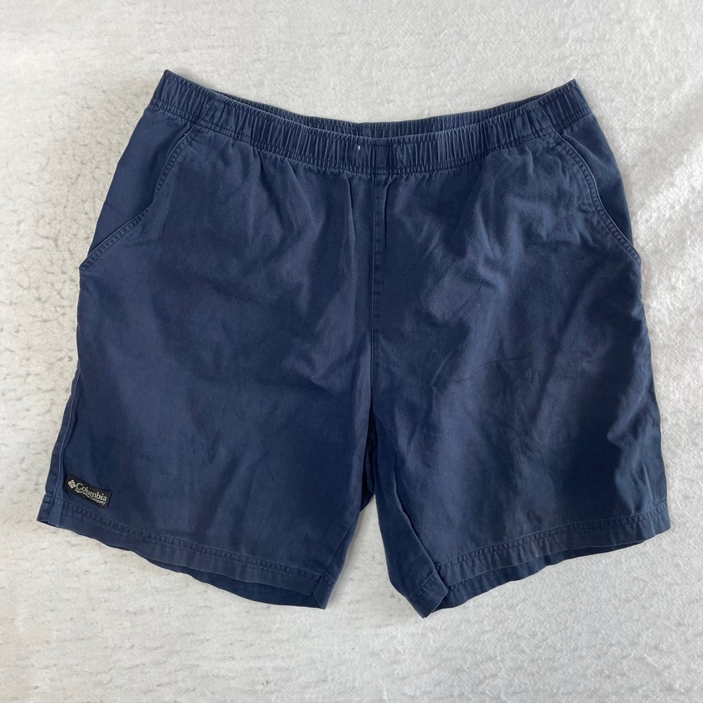 Columbia Cotton Twill Shorts Navy Blue Elastic‎ Waist Casual Outdoor S99 AM4530